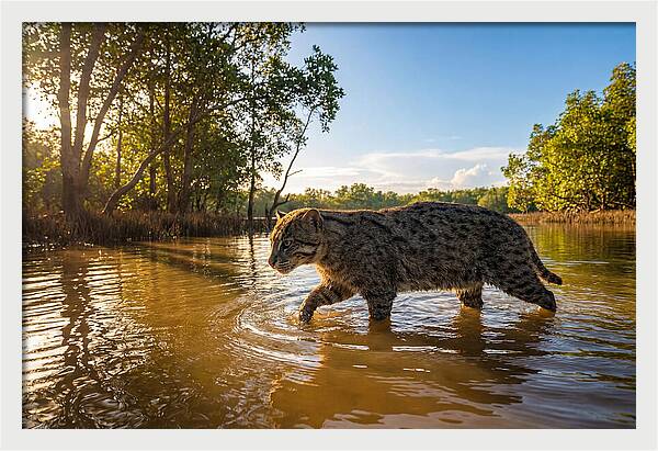 Asian Fishing Cat In Water