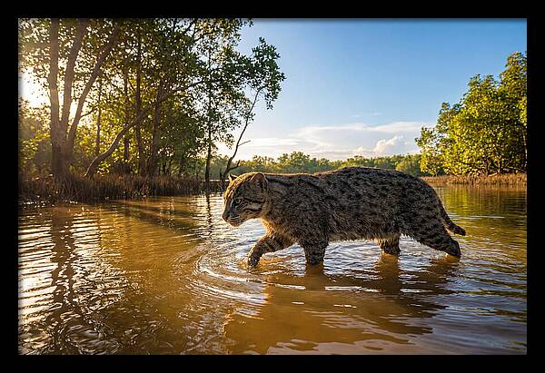 Asian Fishing Cat In Water