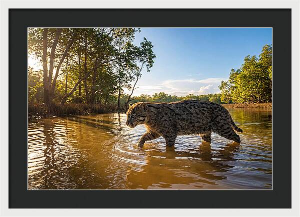 Asian Fishing Cat In Water