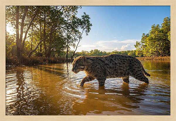 Asian Fishing Cat In Water