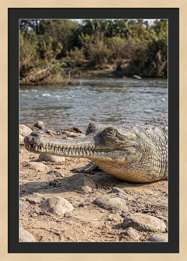 Asian Gharial Basking By The River
