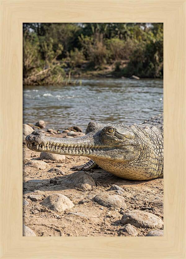 Asian Gharial Basking By The River