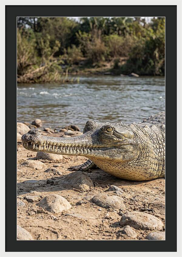 Asian Gharial Basking By The River