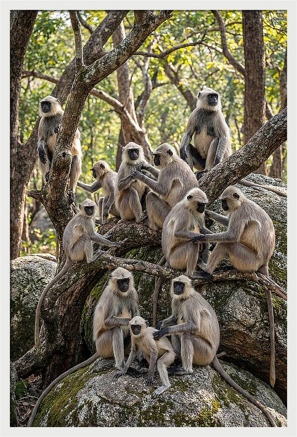 Asian Langur Troop Gathering