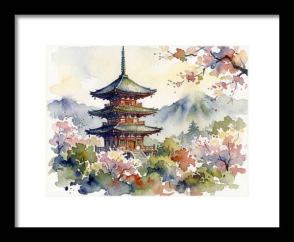 Asian Pagoda Amidst Blossoms
