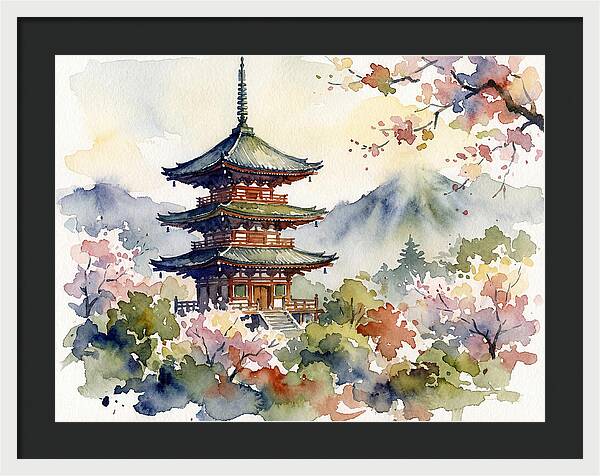 Asian Pagoda Amidst Blossoms