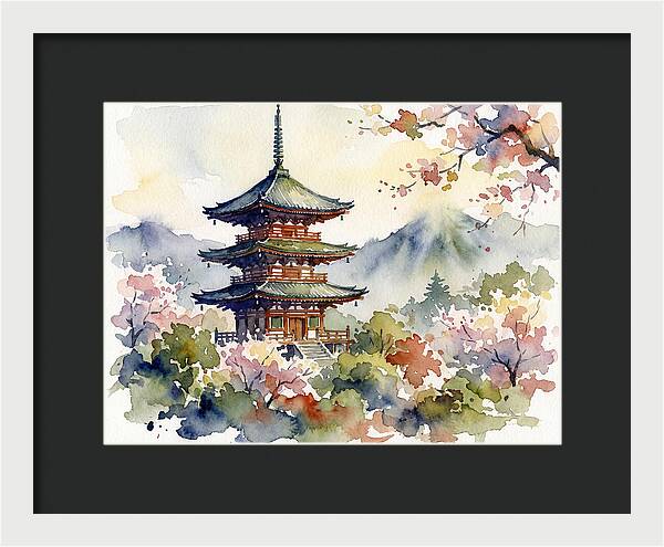 Asian Pagoda Amidst Blossoms
