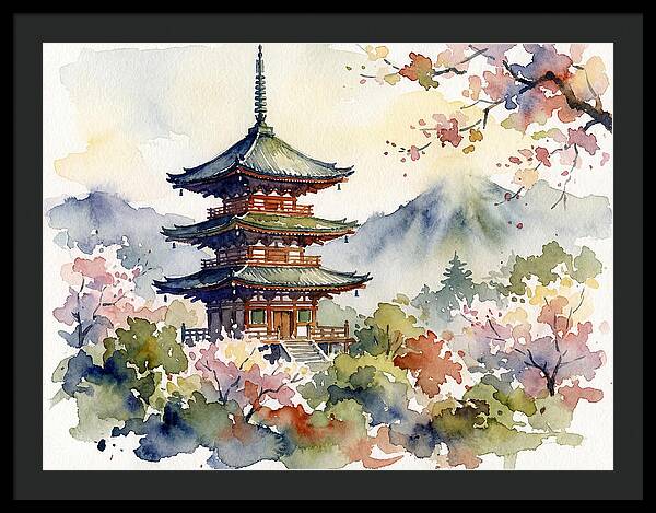 Asian Pagoda Amidst Blossoms