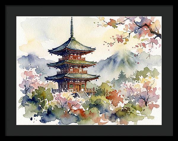 Asian Pagoda Amidst Blossoms