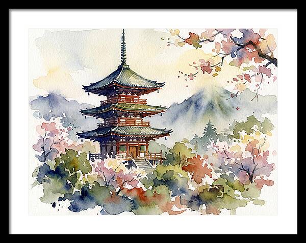 Asian Pagoda Amidst Blossoms