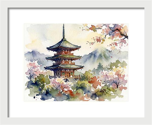 Asian Pagoda Amidst Blossoms