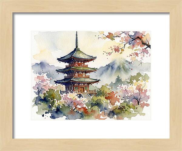 Asian Pagoda Amidst Blossoms