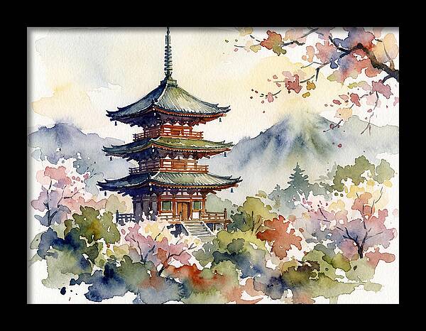 Asian Pagoda Amidst Blossoms