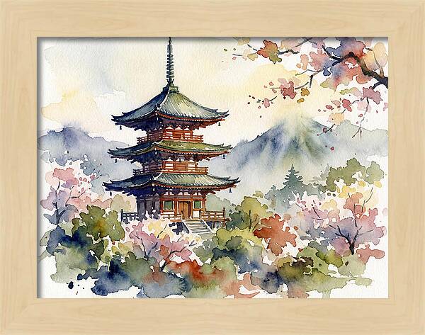 Asian Pagoda Amidst Blossoms