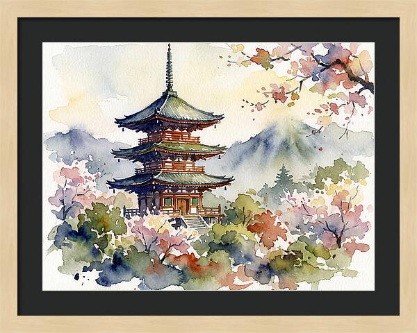 Asian Pagoda Amidst Blossoms