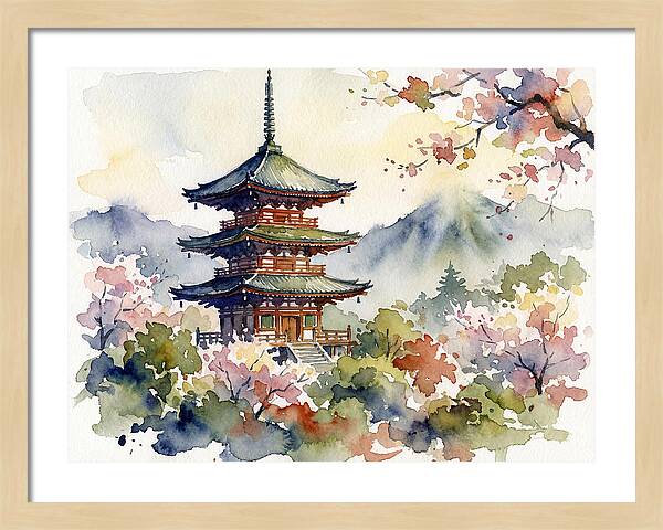 Asian Pagoda Amidst Blossoms