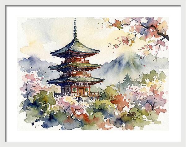 Asian Pagoda Amidst Blossoms
