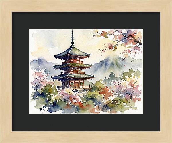 Asian Pagoda Amidst Blossoms