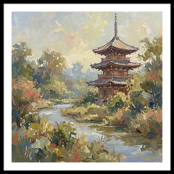 Asian Pagoda Amidst Nature