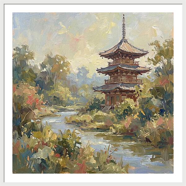 Asian Pagoda Amidst Nature