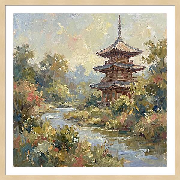 Asian Pagoda Amidst Nature