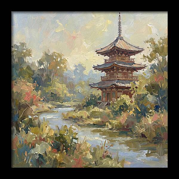 Asian Pagoda Amidst Nature
