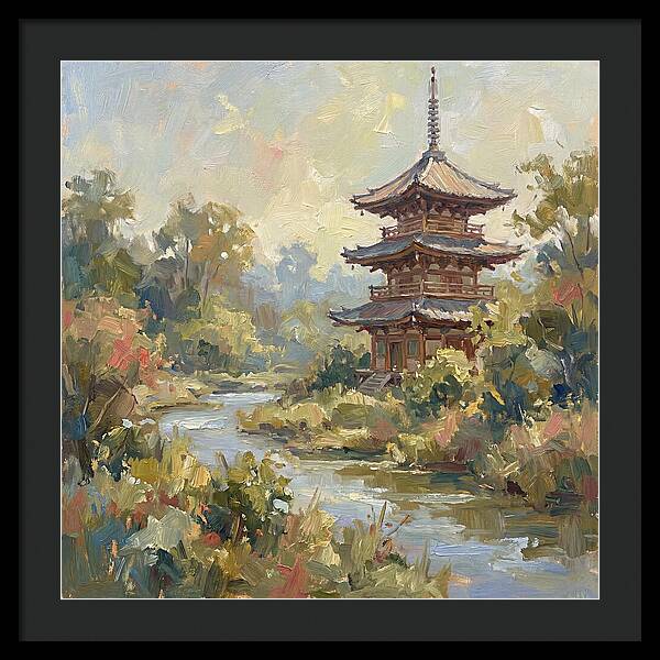Asian Pagoda Amidst Nature