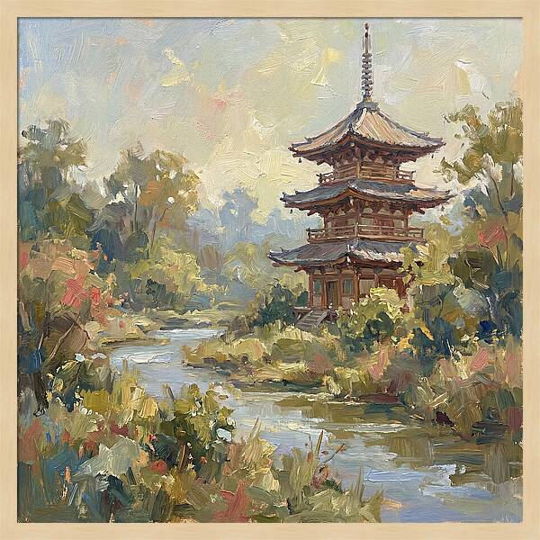 Asian Pagoda Amidst Nature