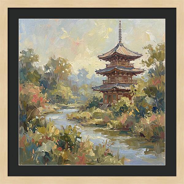 Asian Pagoda Amidst Nature