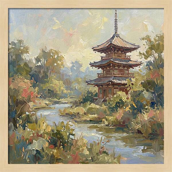 Asian Pagoda Amidst Nature