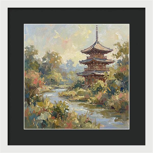 Asian Pagoda Amidst Nature
