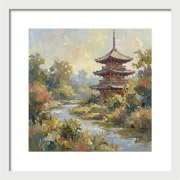 Asian Pagoda Amidst Nature