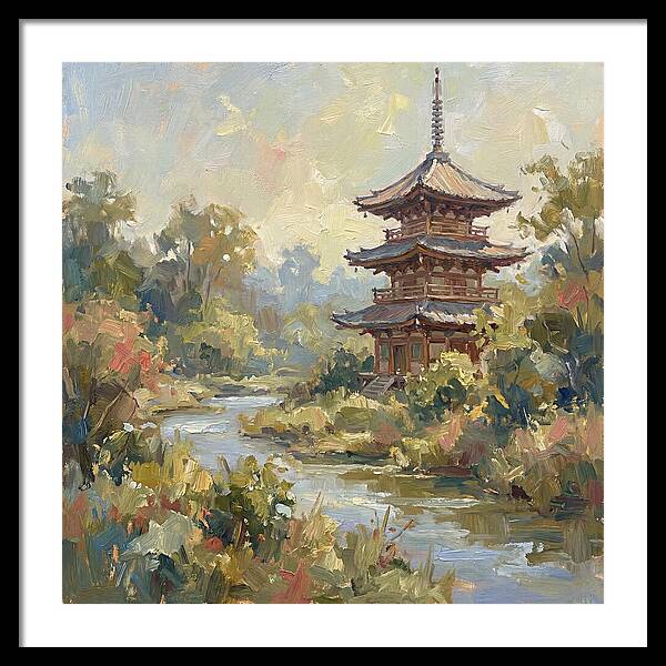 Asian Pagoda Amidst Nature