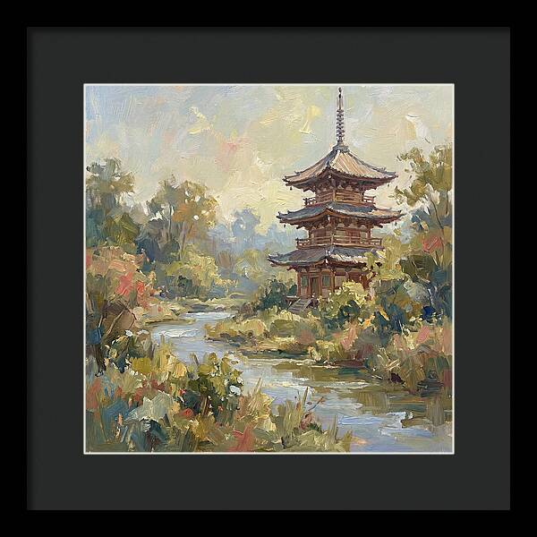 Asian Pagoda Amidst Nature