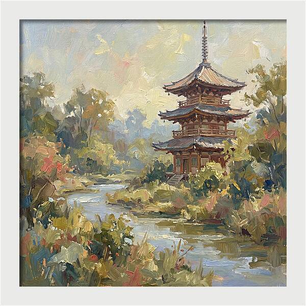 Asian Pagoda Amidst Nature