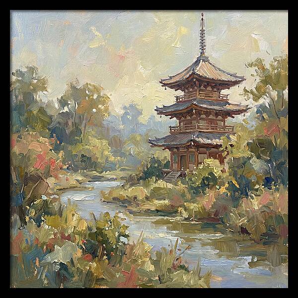 Asian Pagoda Amidst Nature