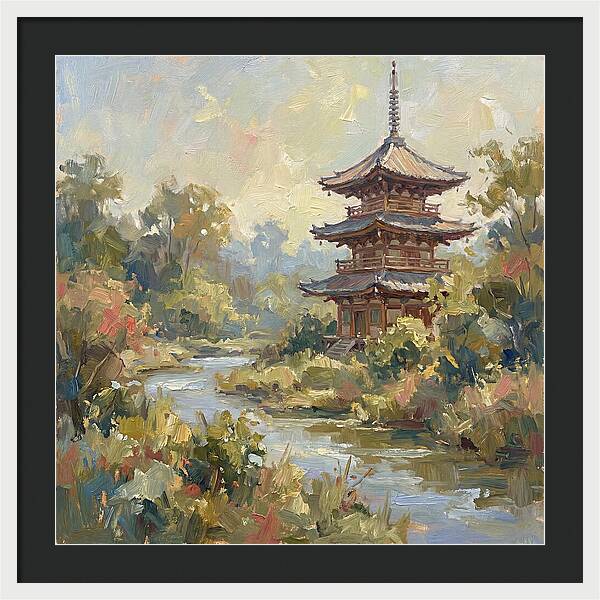 Asian Pagoda Amidst Nature