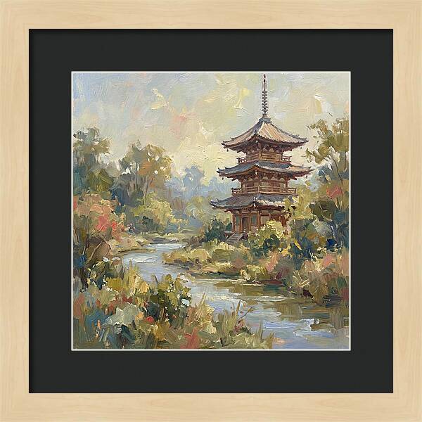 Asian Pagoda Amidst Nature