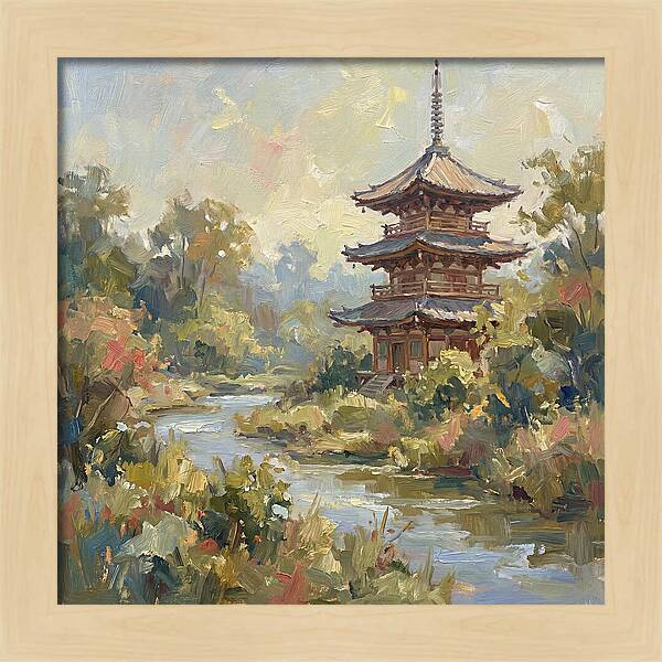 Asian Pagoda Amidst Nature