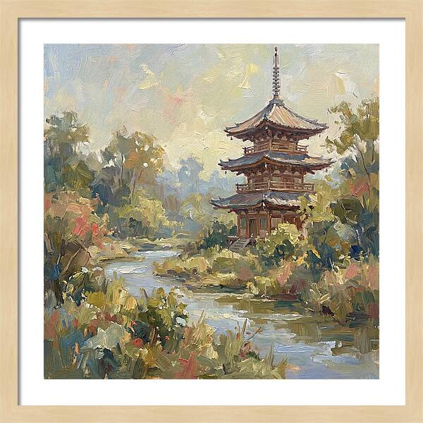Asian Pagoda Amidst Nature
