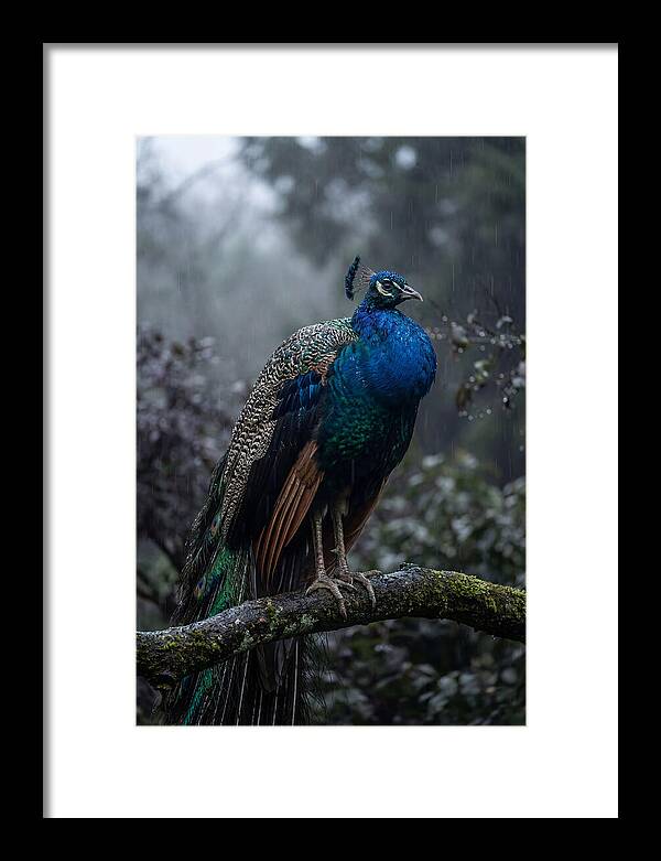Asian Peacock In The Rain
