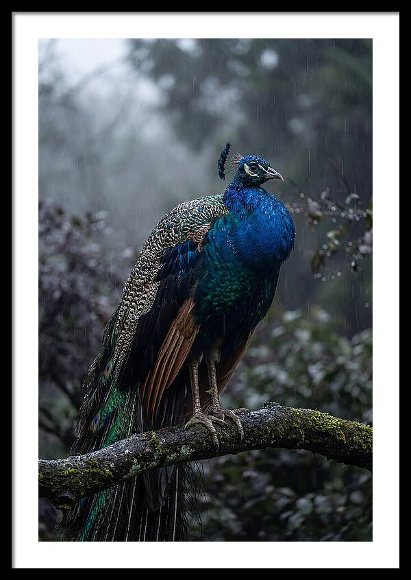 Asian Peacock In The Rain