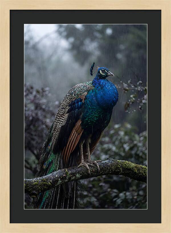 Asian Peacock In The Rain