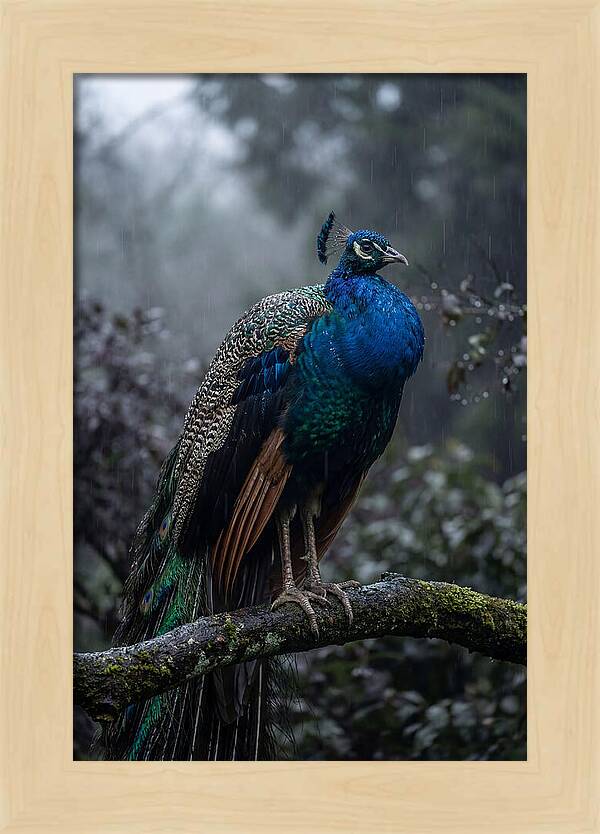 Asian Peacock In The Rain