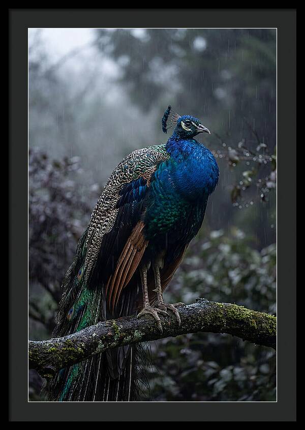 Asian Peacock In The Rain
