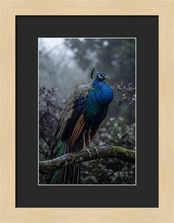 Asian Peacock In The Rain