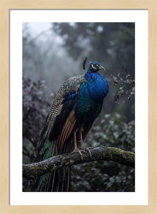 Asian Peacock In The Rain