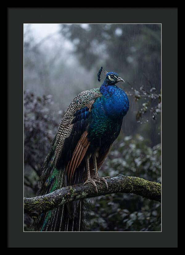 Asian Peacock In The Rain