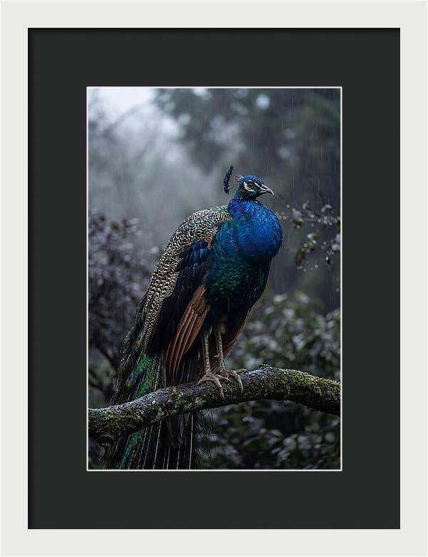 Asian Peacock In The Rain