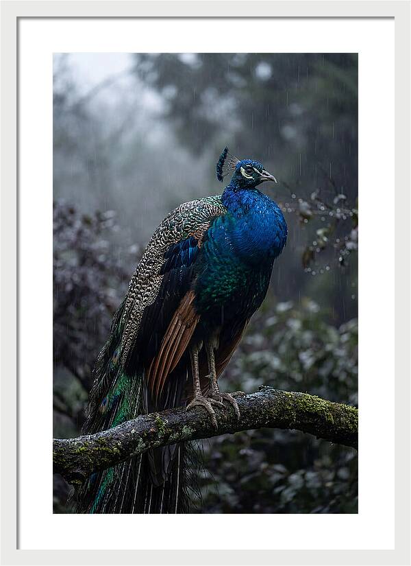 Asian Peacock In The Rain